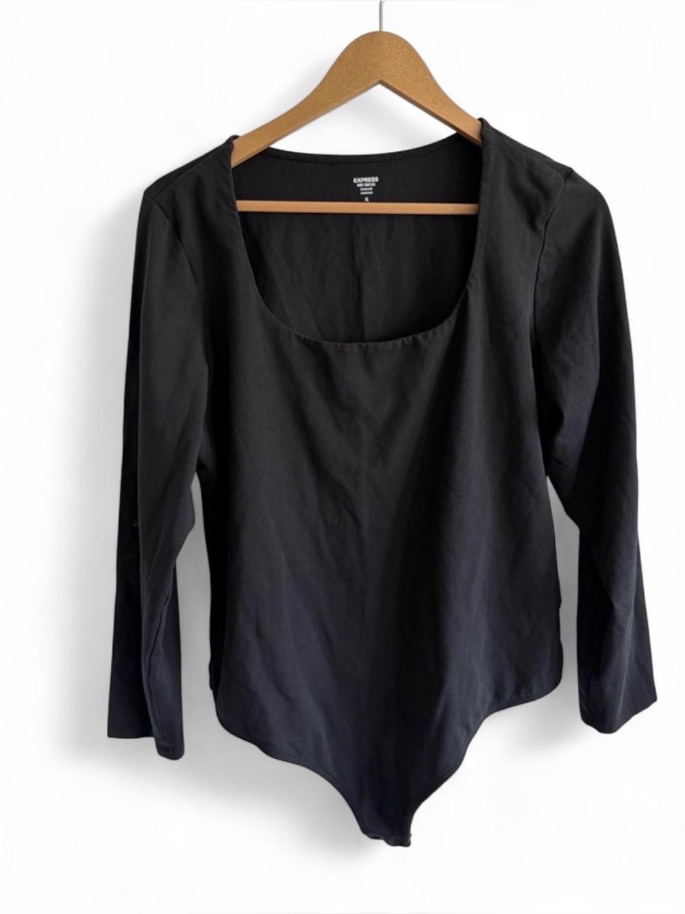 Express Black Long-Sleeve Scoop Bodysuit